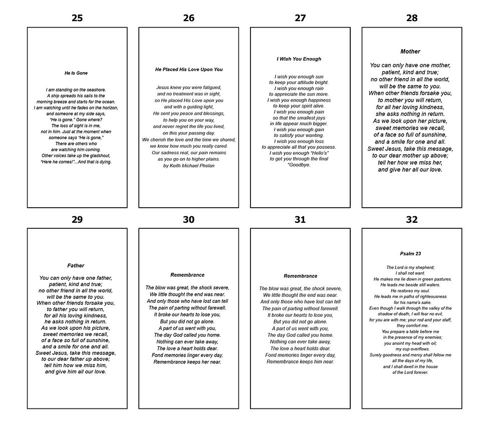 Miniatura: 50 tarjetas de memoria funeraria, tarjetas conmemorativas, tarjetas de misa Celebración de la vida