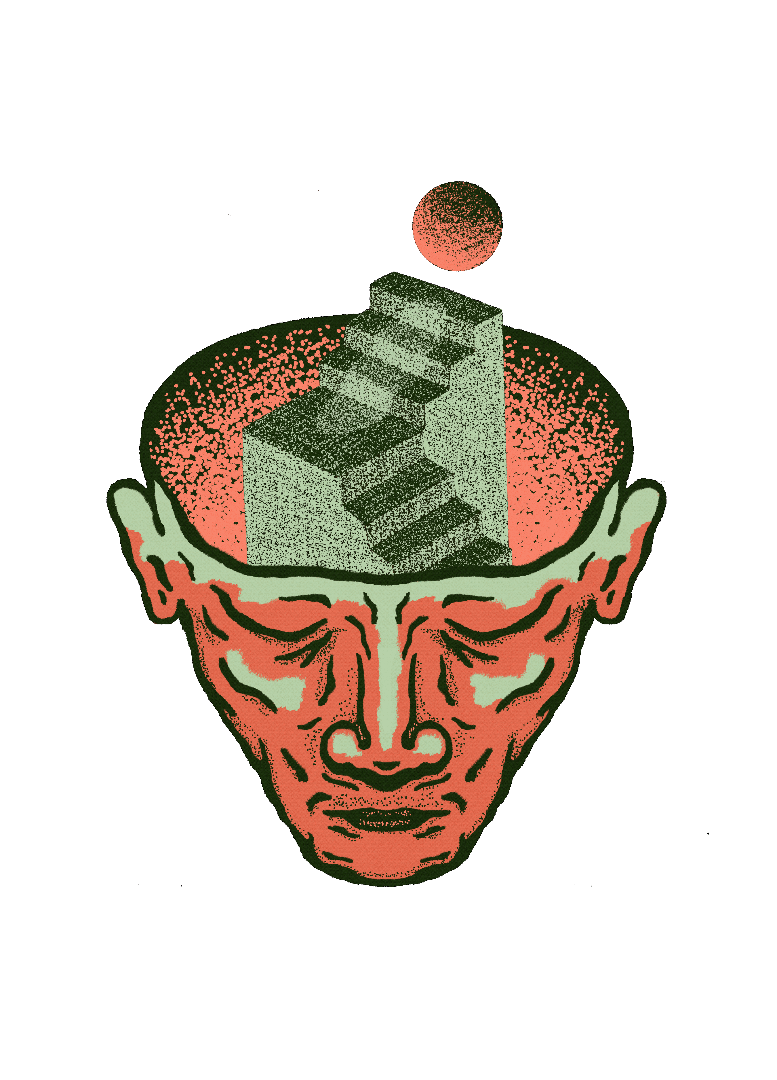 illustration graphic open minded head severance animation original art surrealism surrealist surreal art