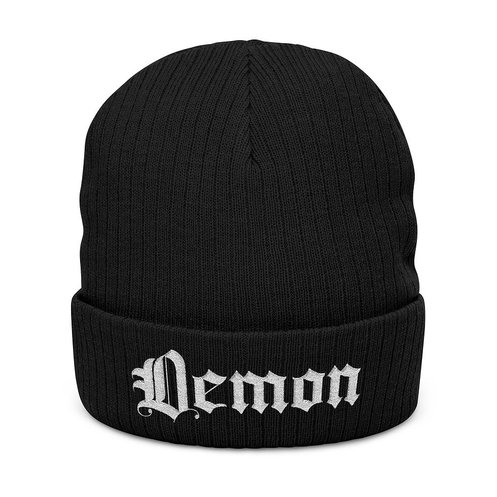 Thumbnail: Embroidered Demon Knit Beanie