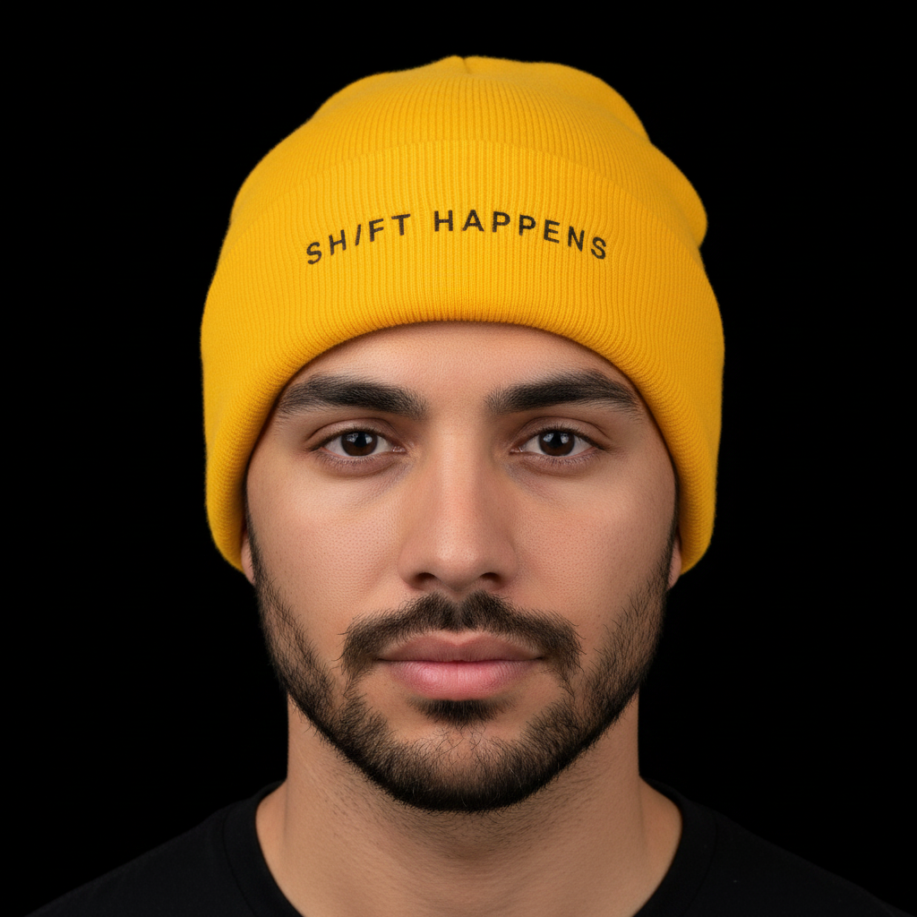 Shift Happens Gold Beanie