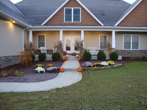 Front Entrance Seasonal Decoration Planting Beds