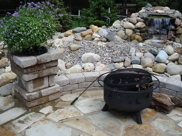 Pondless Water Feature and Flagstone Patio
