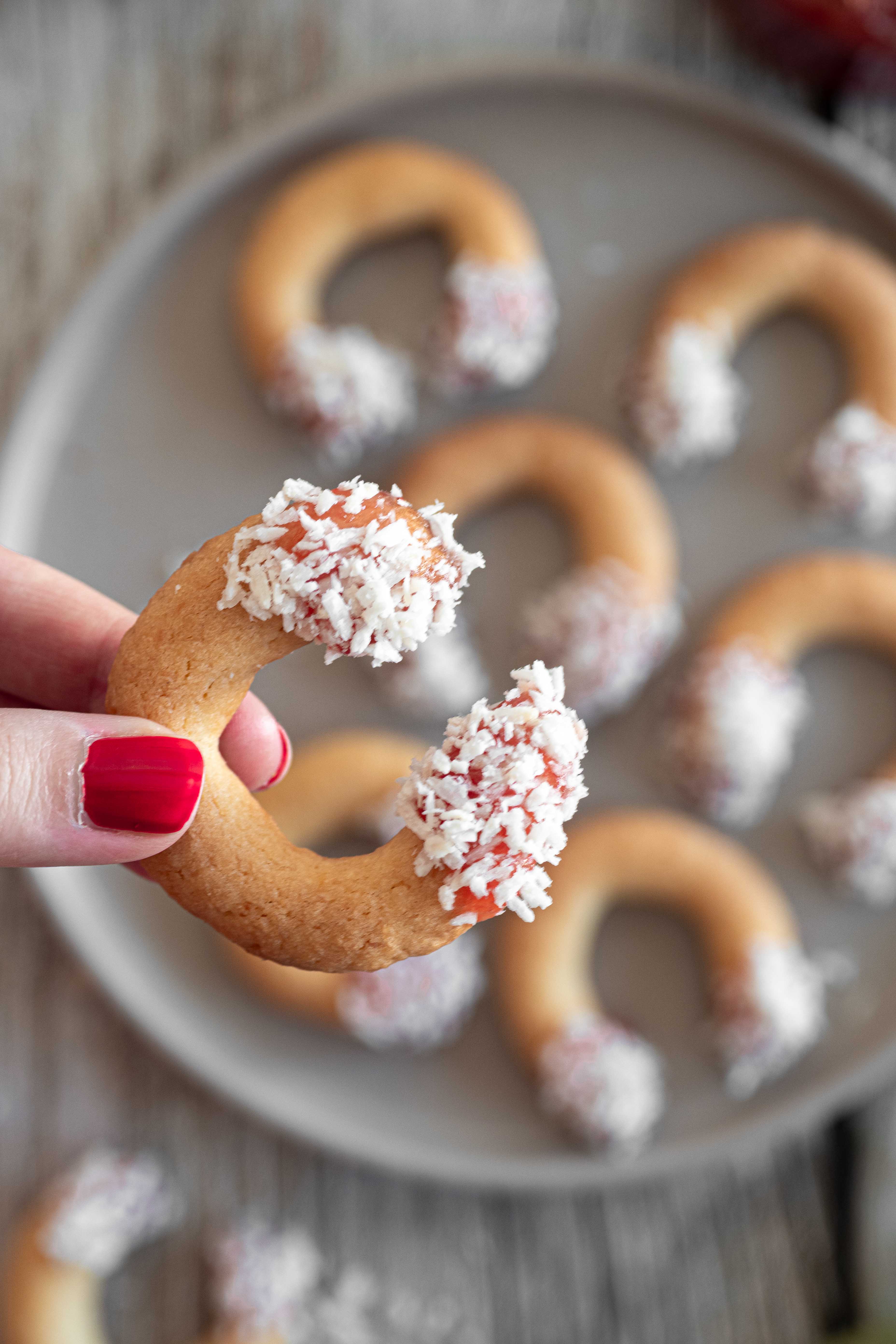 Crumbly Coconut Crescents with Jam