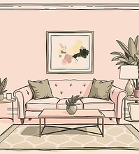 apartment interior bright colors pink an