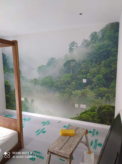 Archidea –  Professional wallpaper hanging service in a bedroom in Sheffield.