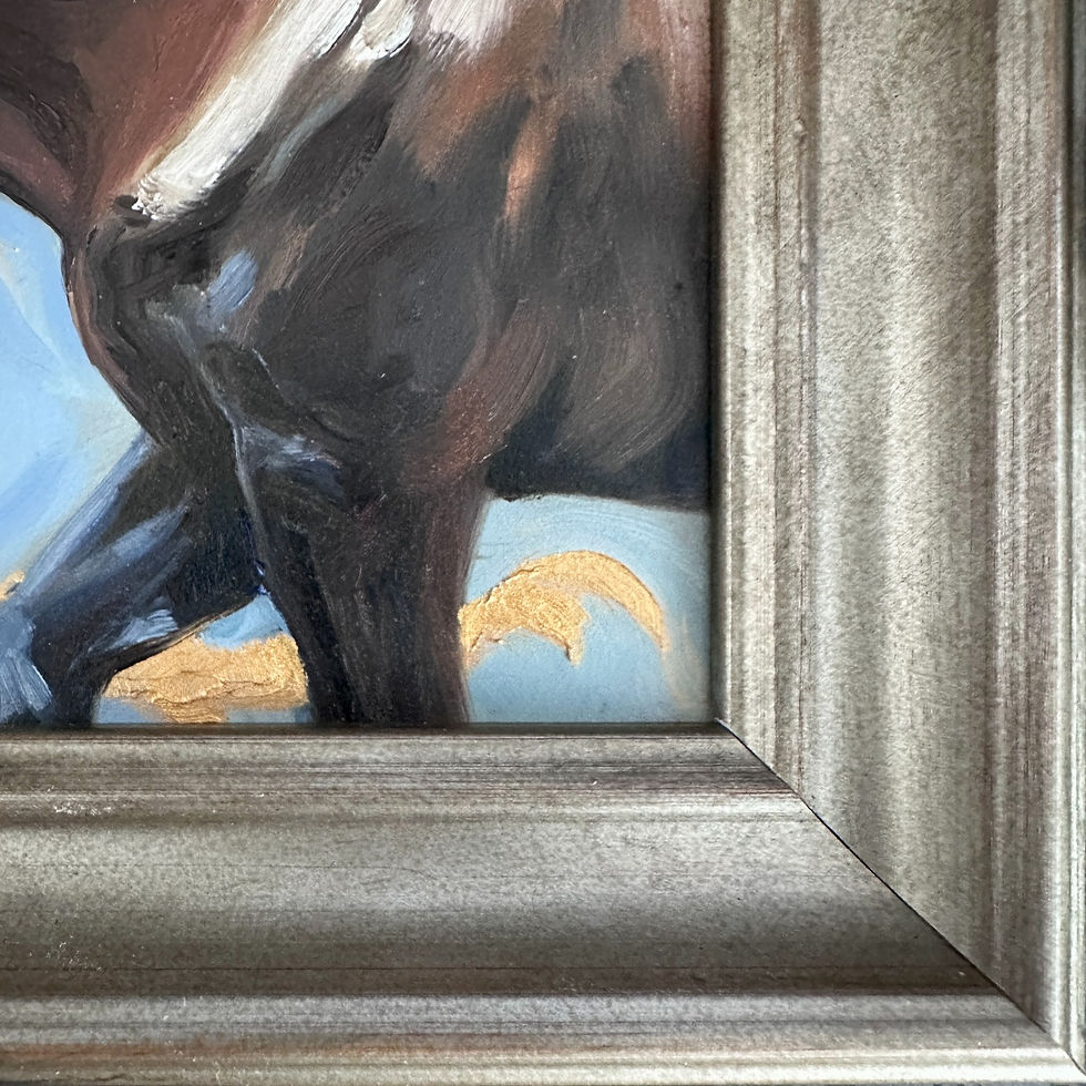 Thumbnail: Promise of Potential, oil painting of a young horse by Kindrie Grove, detail