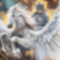 Infinite Wings, Valkyrie painting on a white winged horse by Kindrie Grove