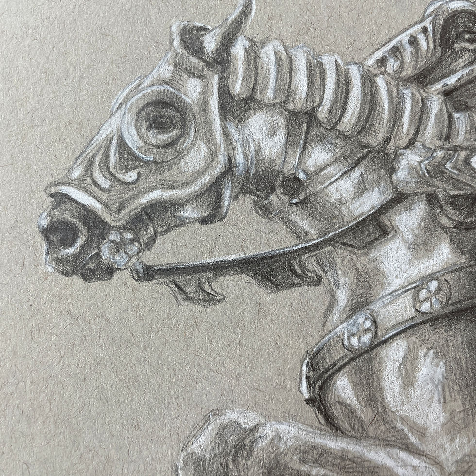 Flight Toward the Marshes, detail of fantasy drawing by Kindrie Grove