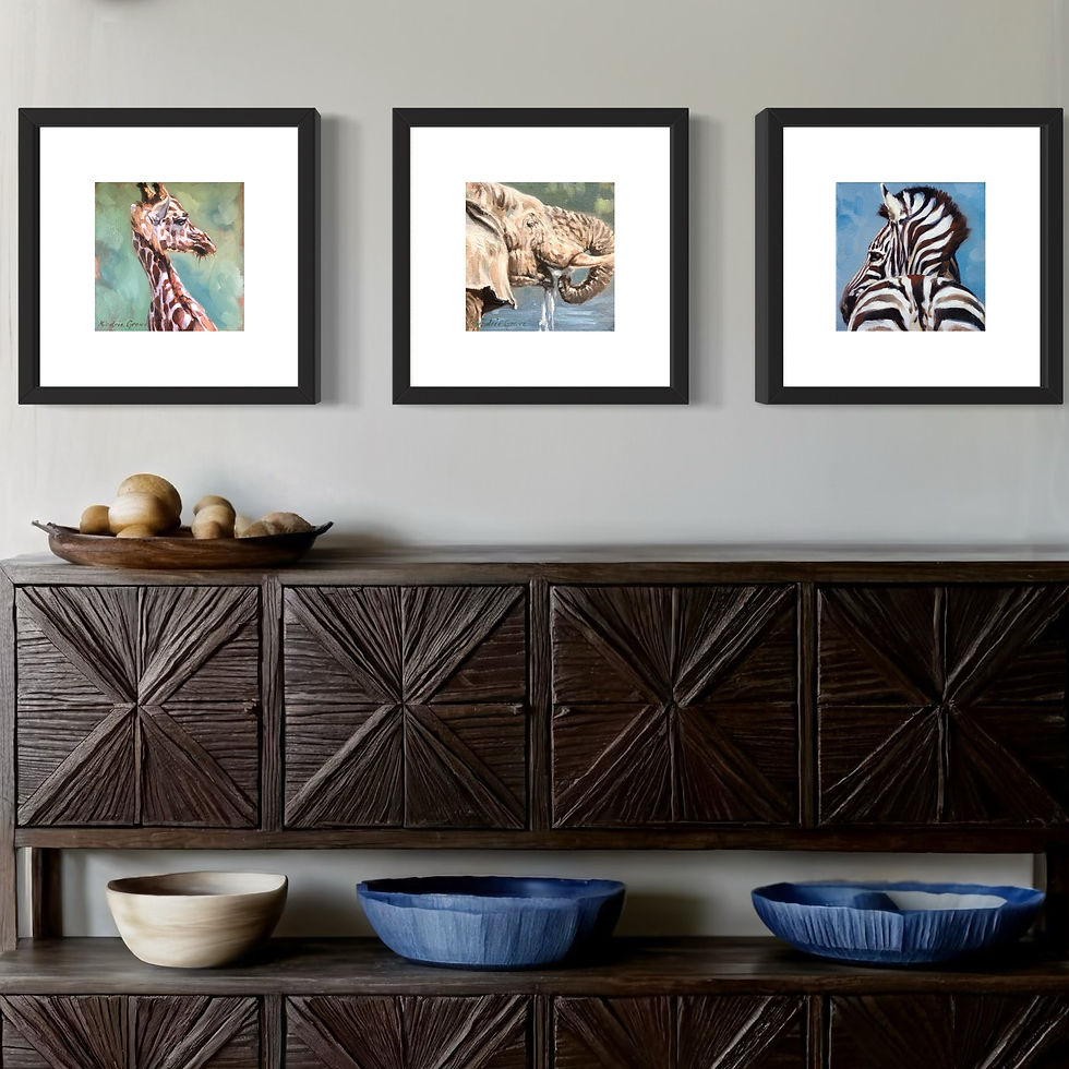 Thumbnail: African Vibes Wildlife Mini Print Gallery Wall Set by Kindrie Grove.