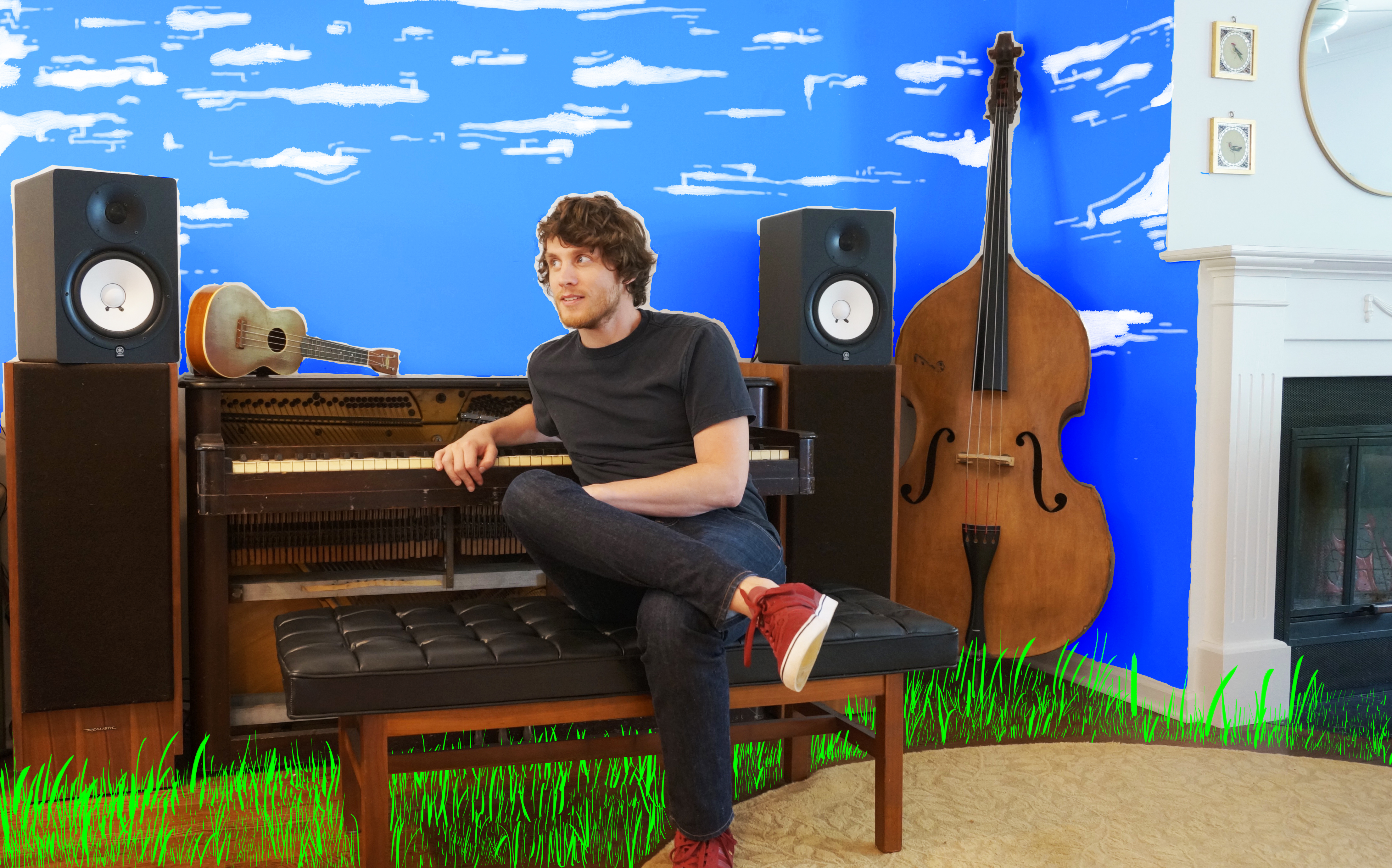 townsppl press shot - nice young man, piano, clouds