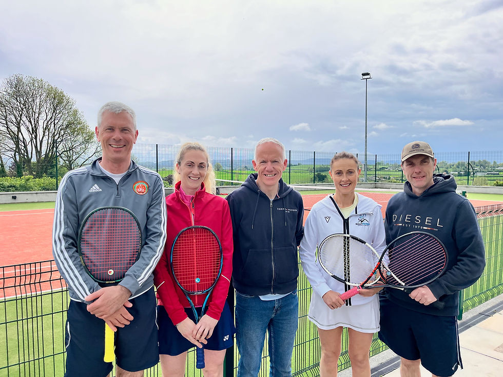 Willie O'Neill Cup Finalists - Aidan Muldoon & Caroline Ryan (Larkspur), Tadhg O'Driscoll (Tournament Director) and Sinead Corbett and Stanley O'Reilly (Ballypatrick)