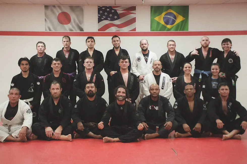 Class photo on red mats