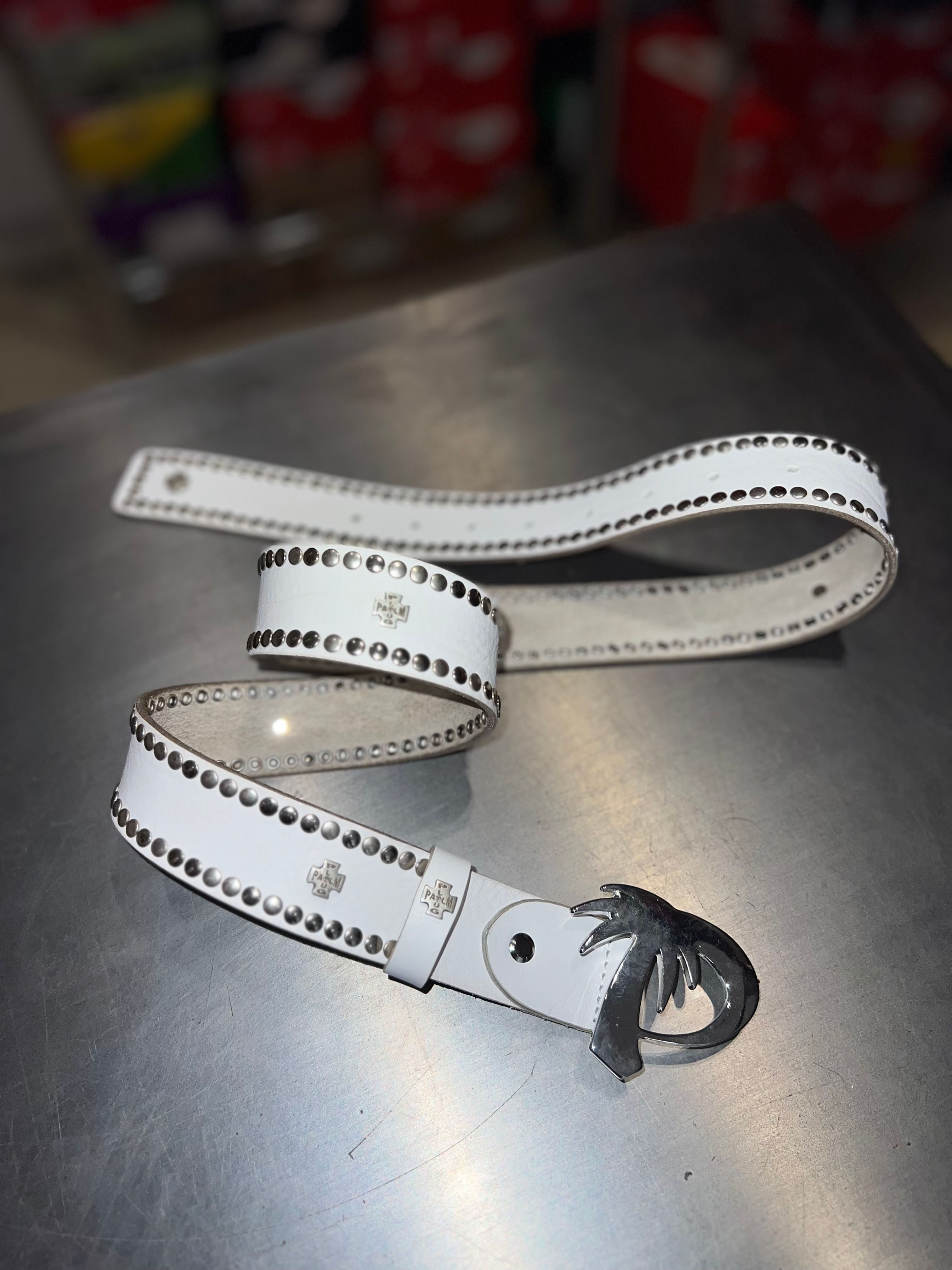 Palm Plug Cross White Belt