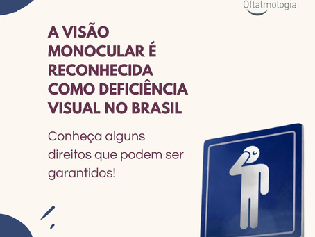 DIREITOS DA PESSOA COM VISÃO MONOCULAR 👁️