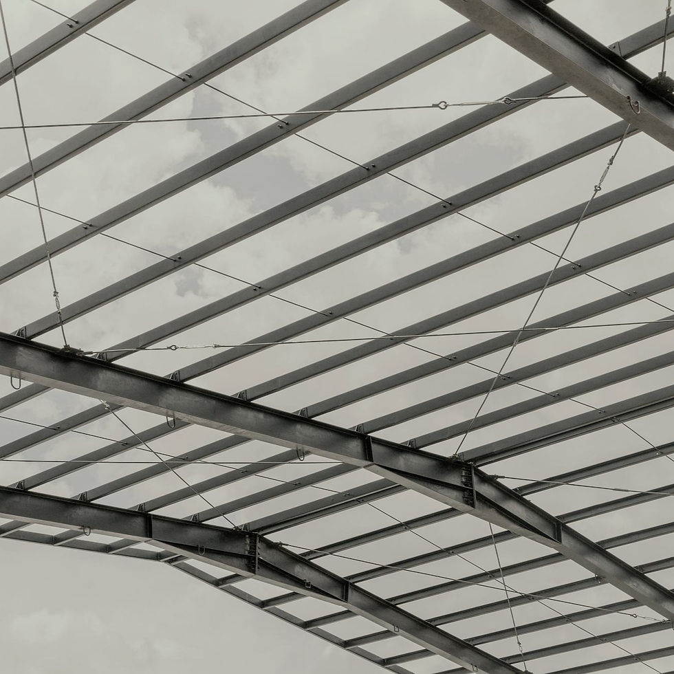 Steel roof structure representing Erich Group's industrial development capability
