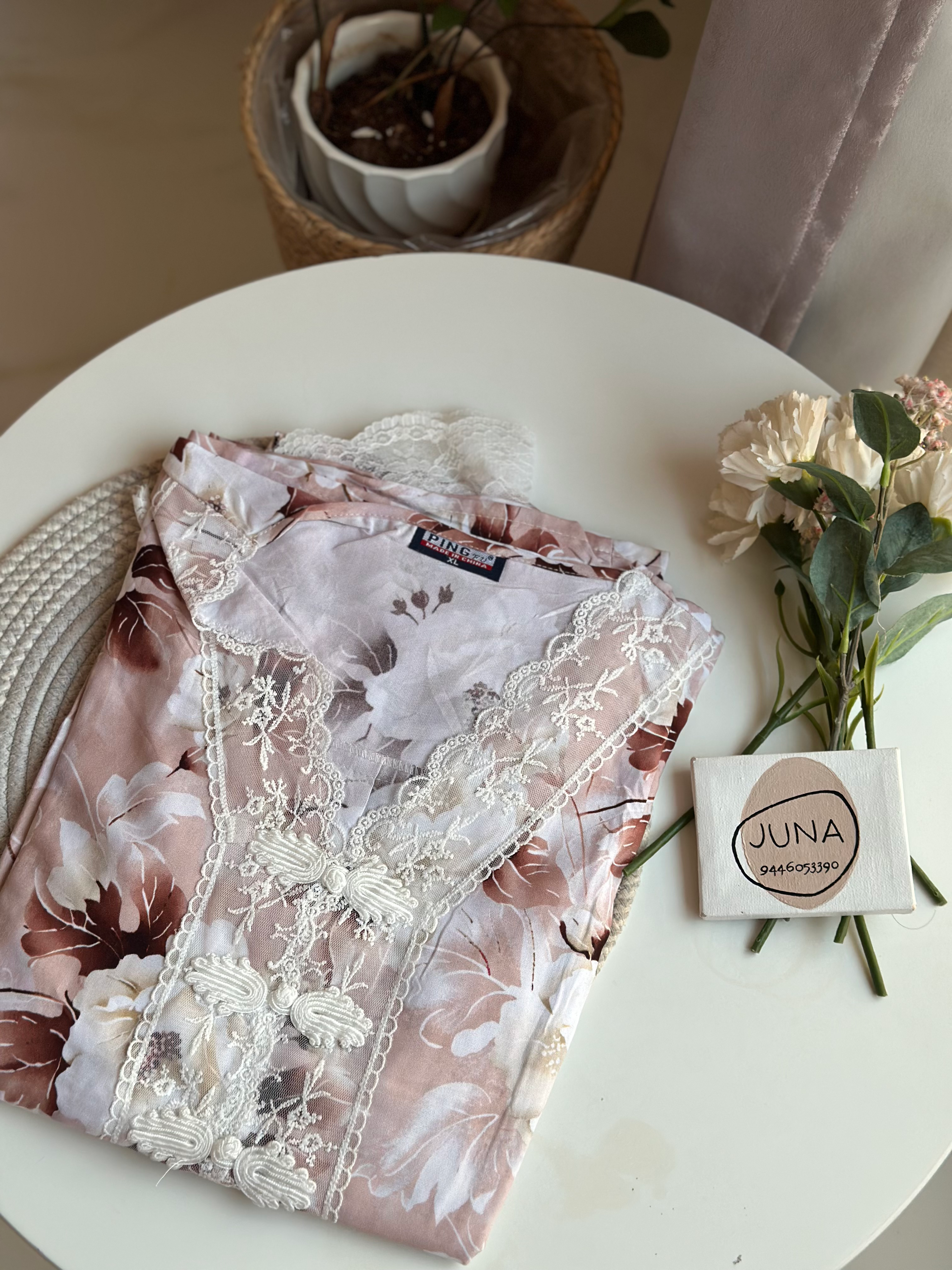 Bow Lace Neck Nighty