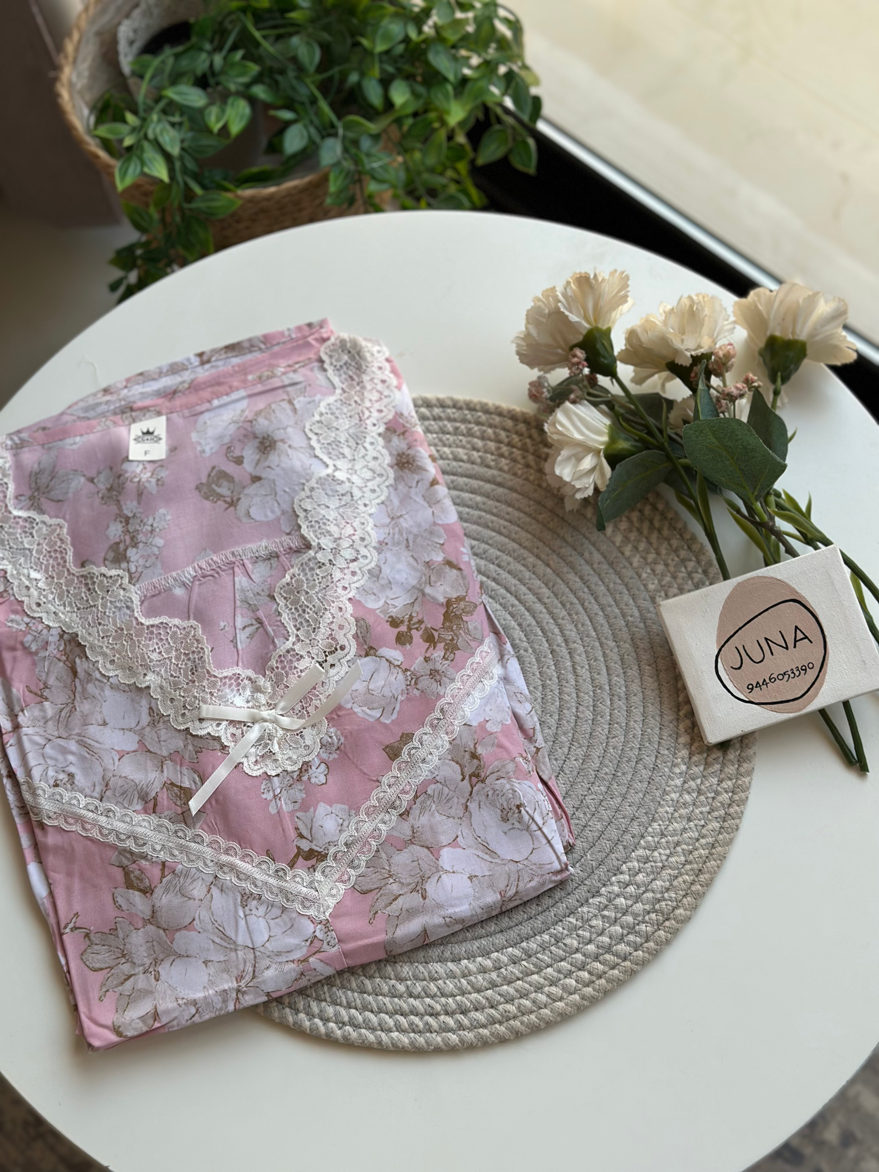 V-Neck Floral Lace Nighty