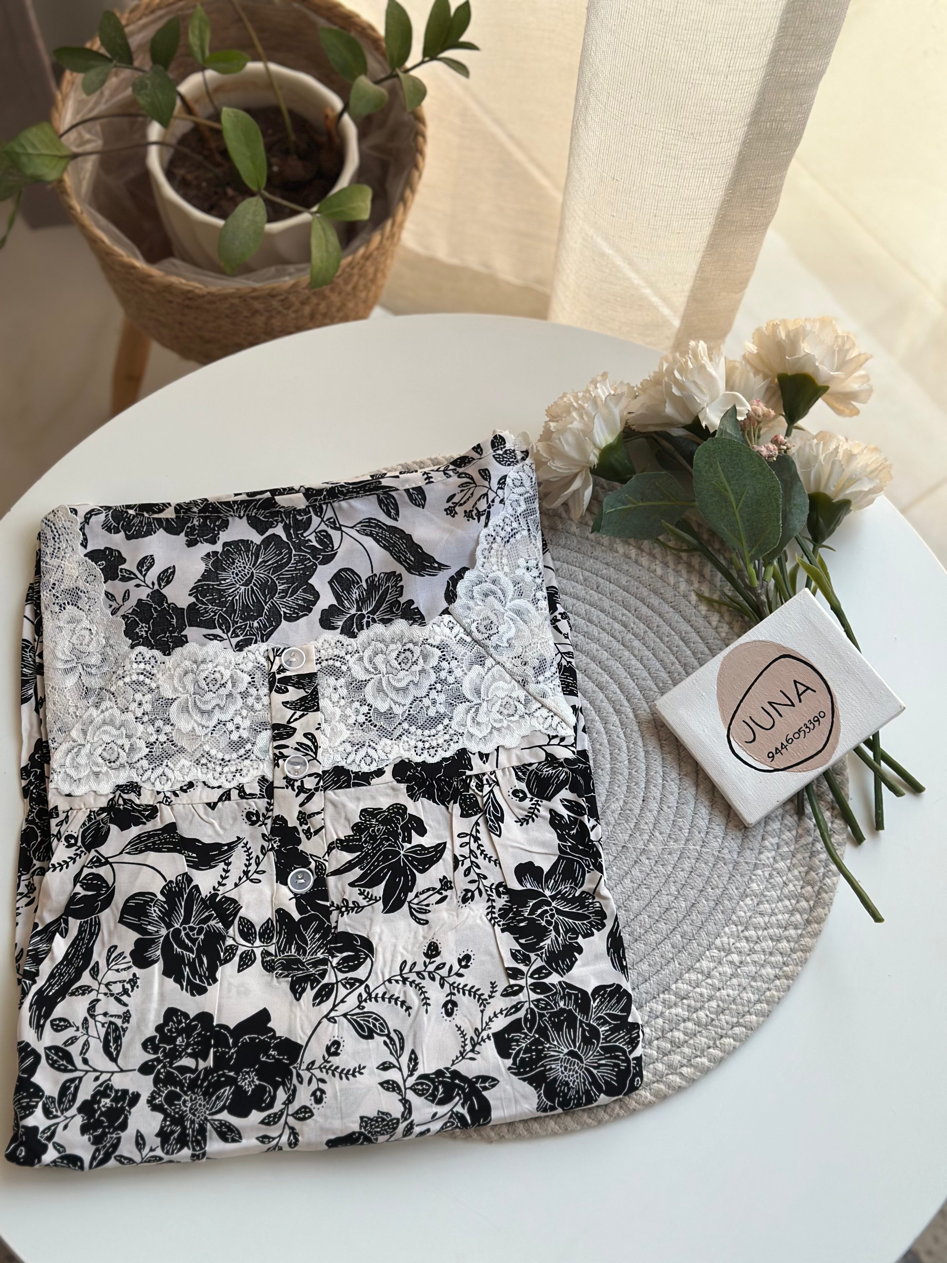 Square Neck Lace Nighty