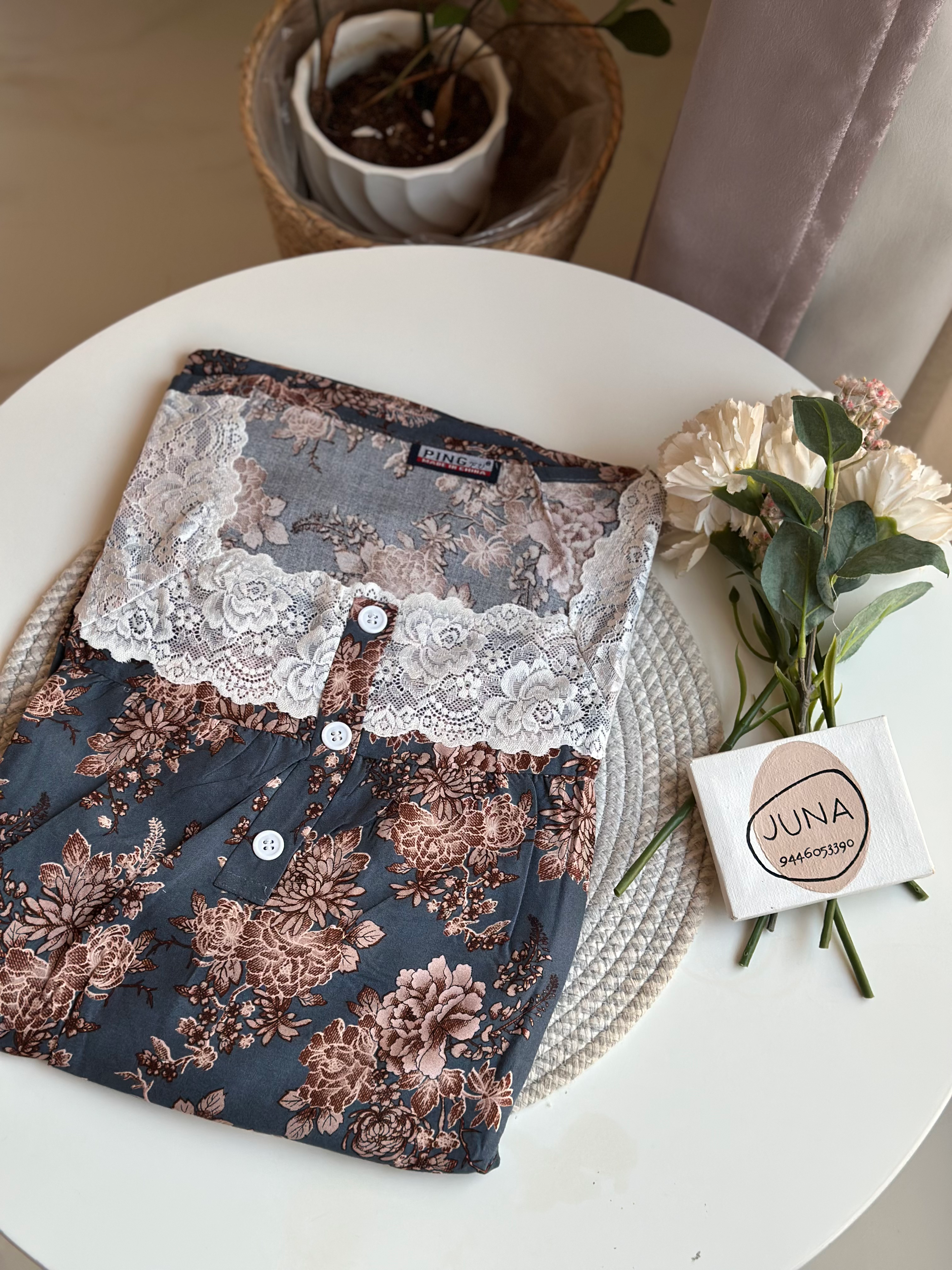 Square Neck Lace Nighty