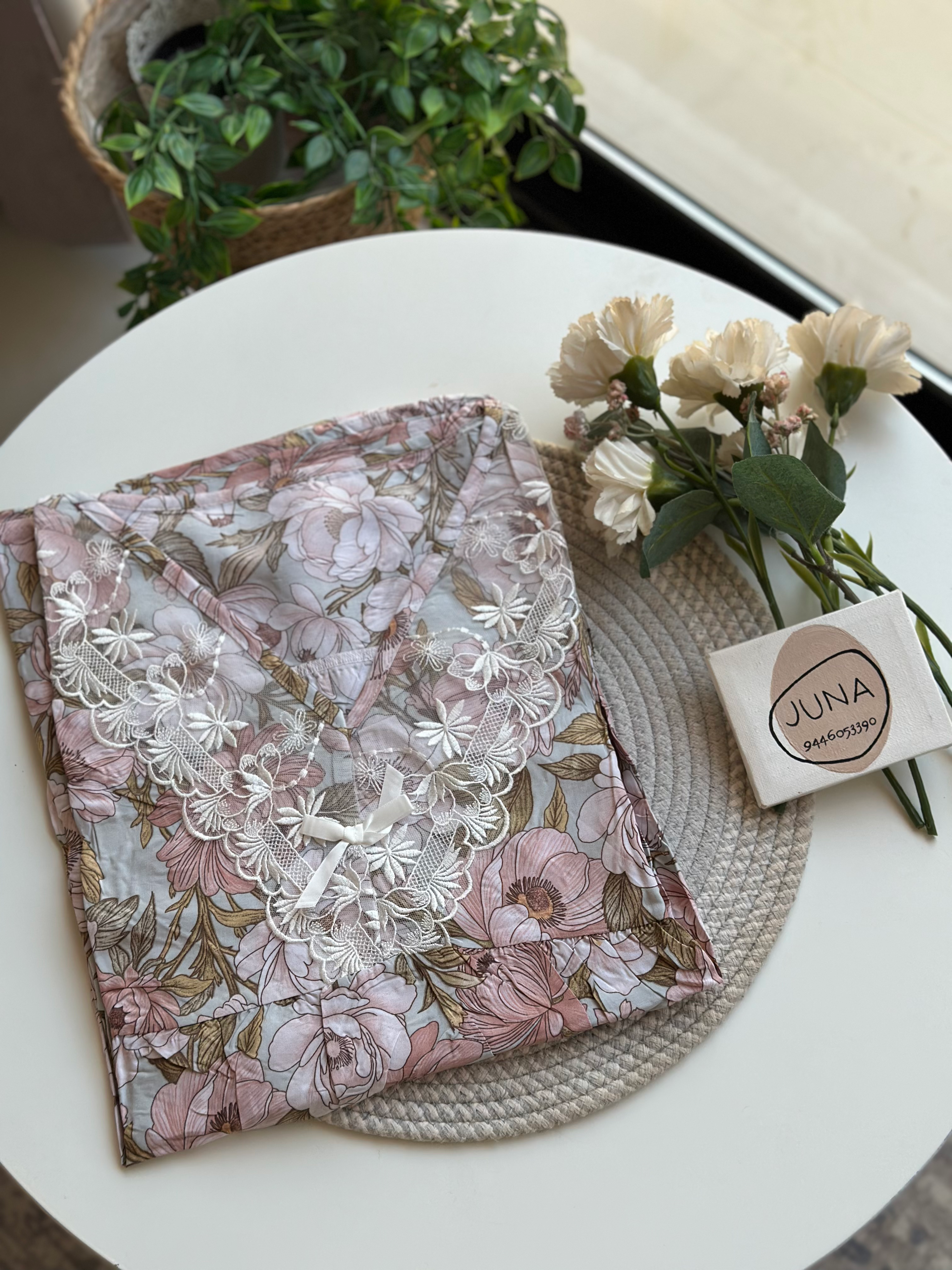 V-Neck Floral Lace Nighty