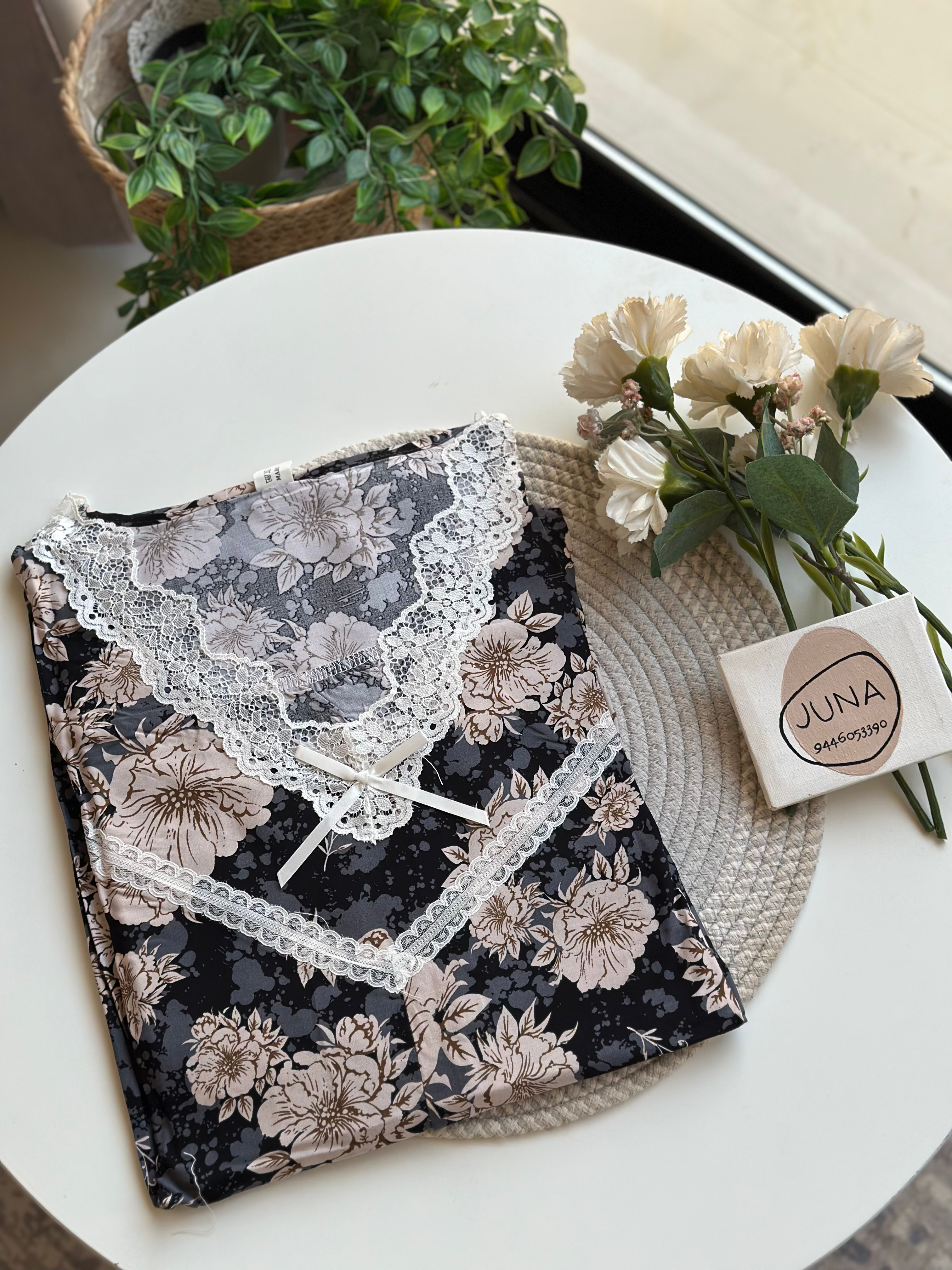 V-Neck Floral Lace Nighty