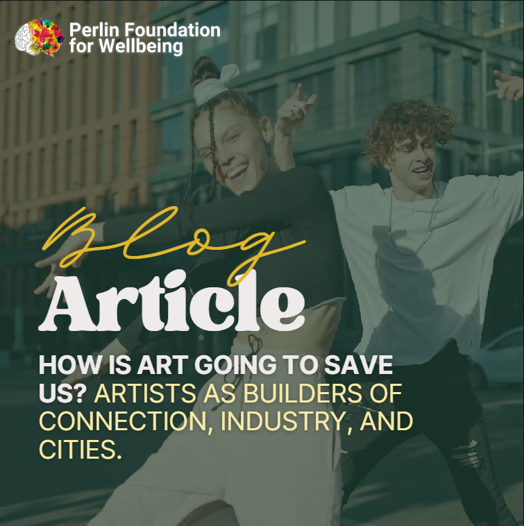 two performers dancing in front of buildings