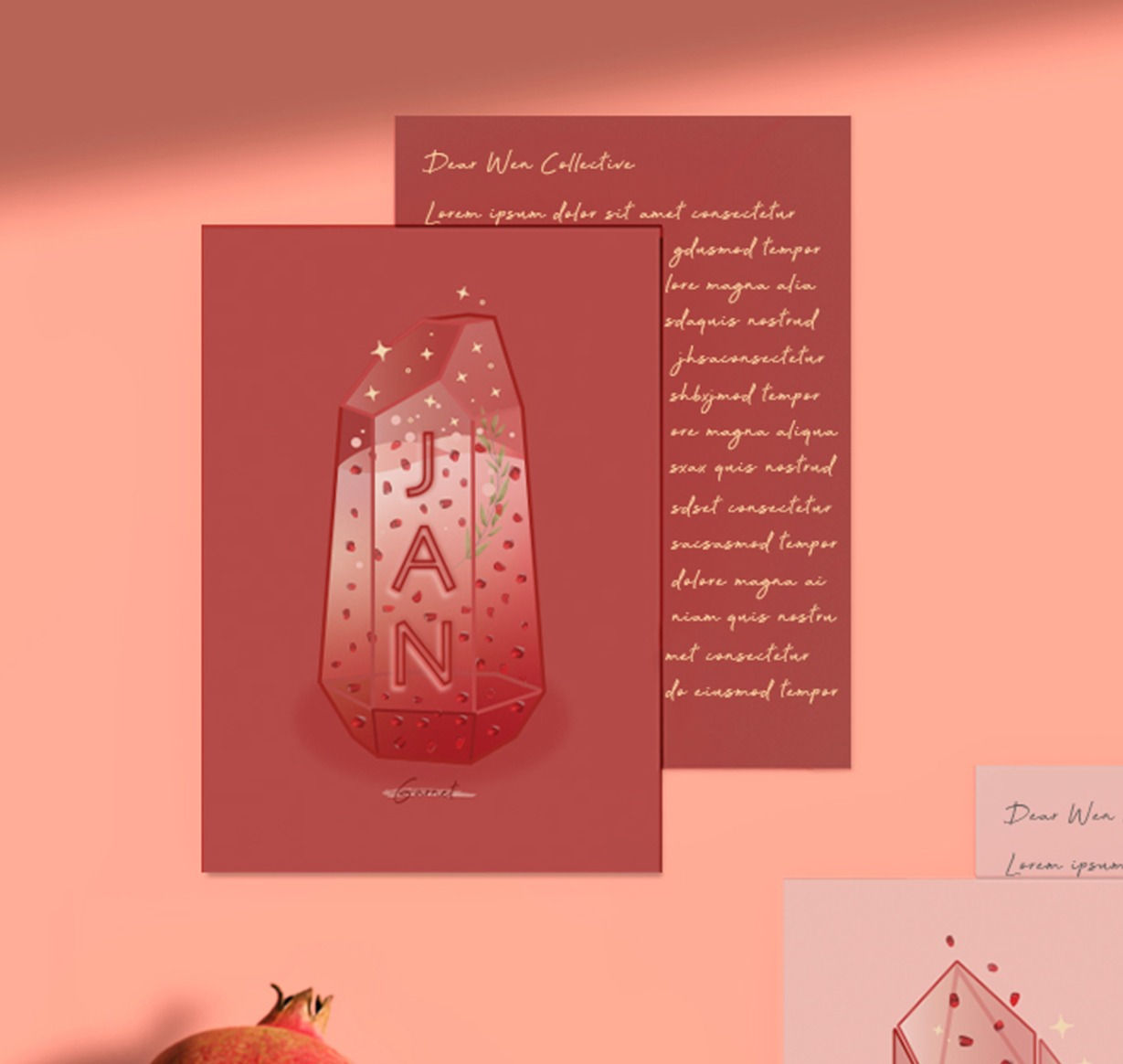 January Digital Red Greeting Card - Garnet