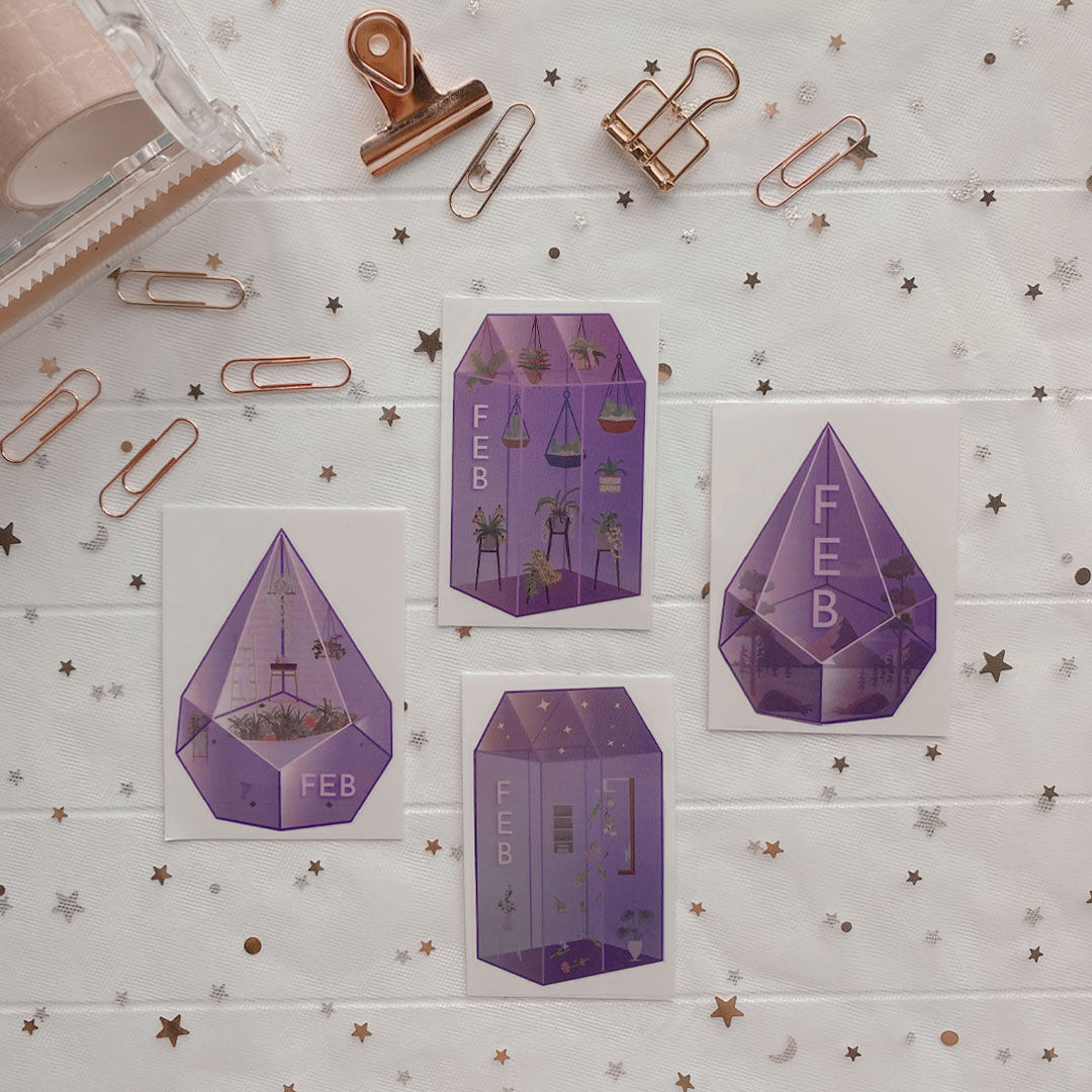 February Birthstone Basic Sticker Pack - Amethyst