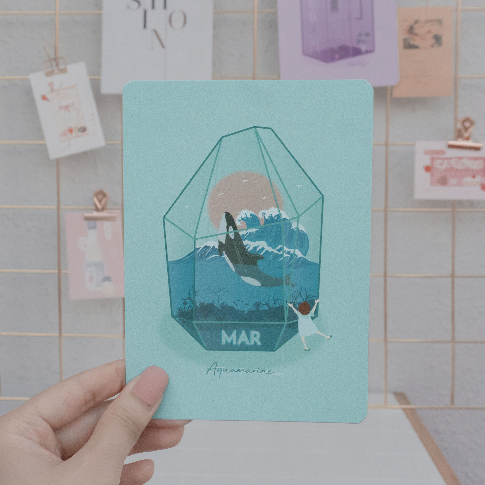 March Birthstone Greeting Card - Aquamarine