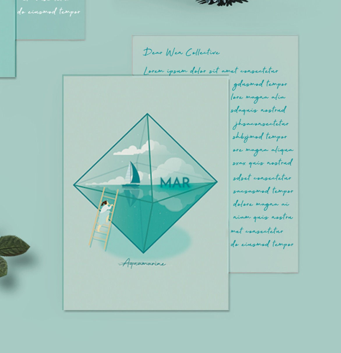 March Digital Mint Green Greeting Card - Aquamarine