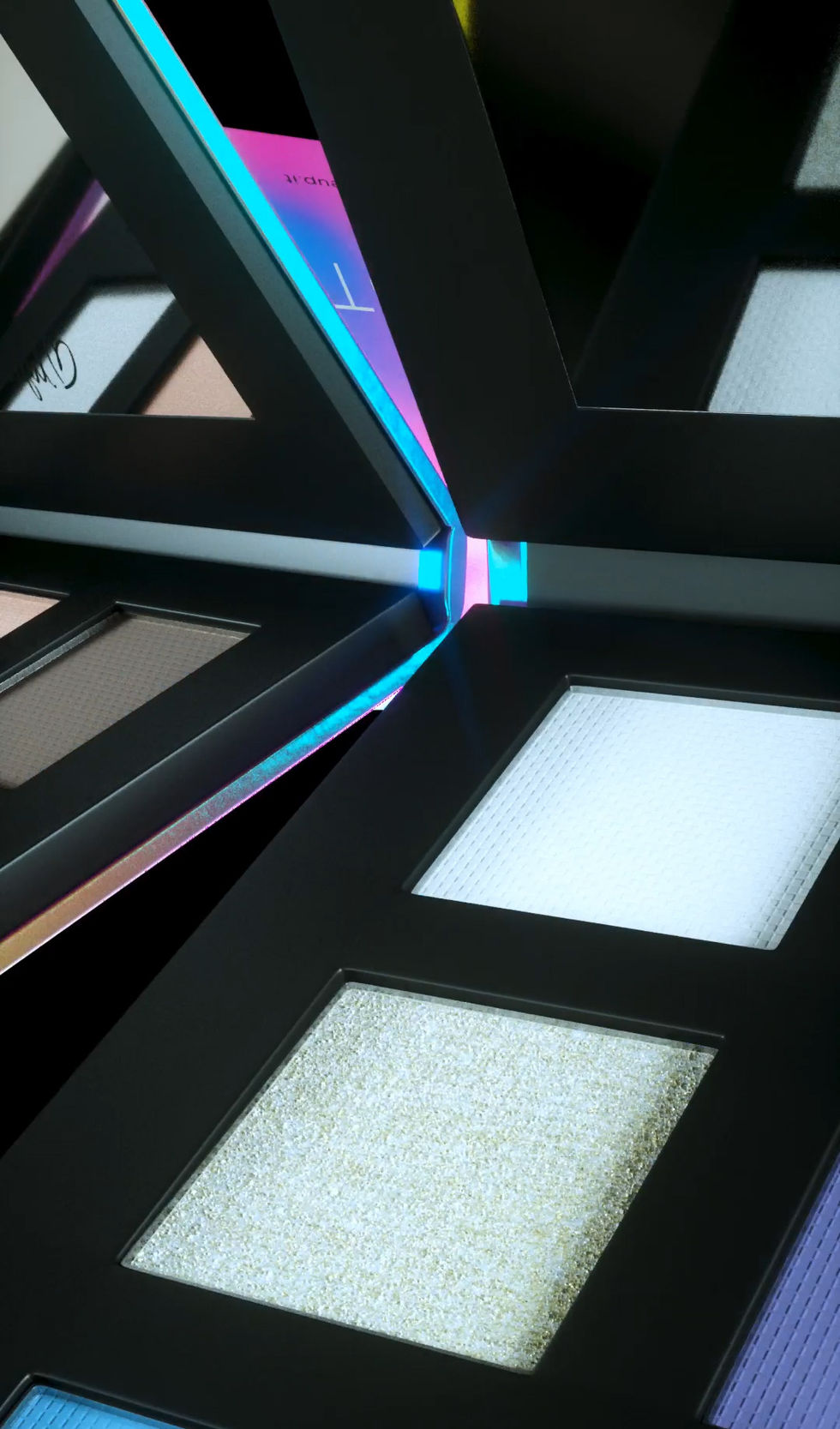 Colorful eyeshadow palettes arranged artfully