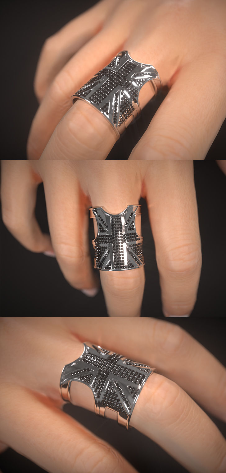 Hand wearing a square, textured silver ring