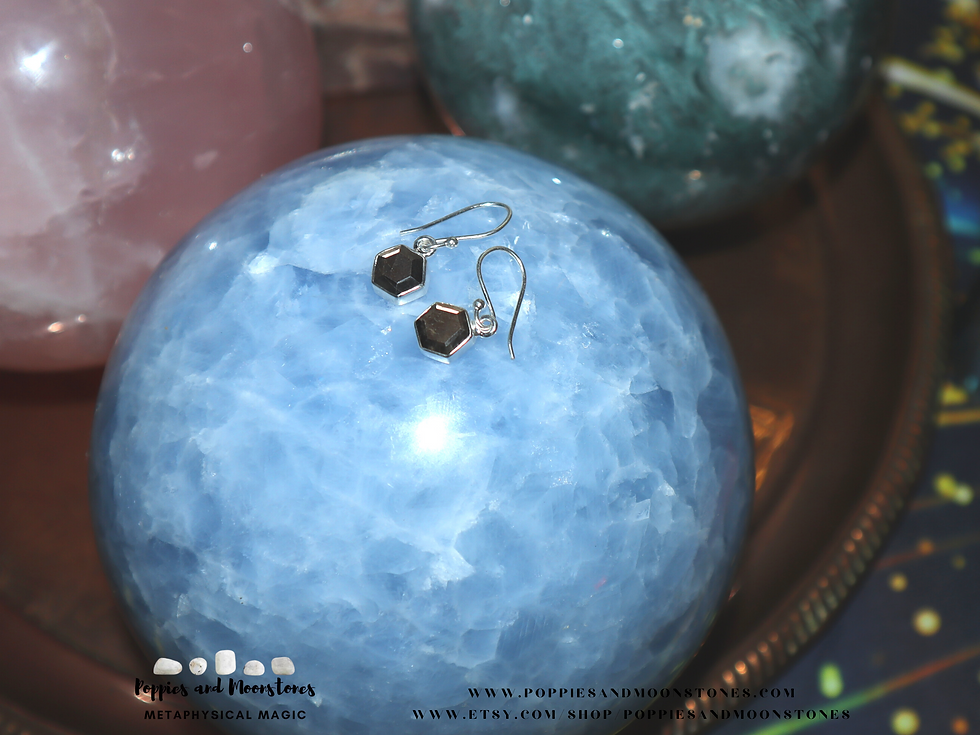 Thumbnail: Zawadi Golden Sapphire Natural Crystal Sterling Silver Earrings- Reiki Infused