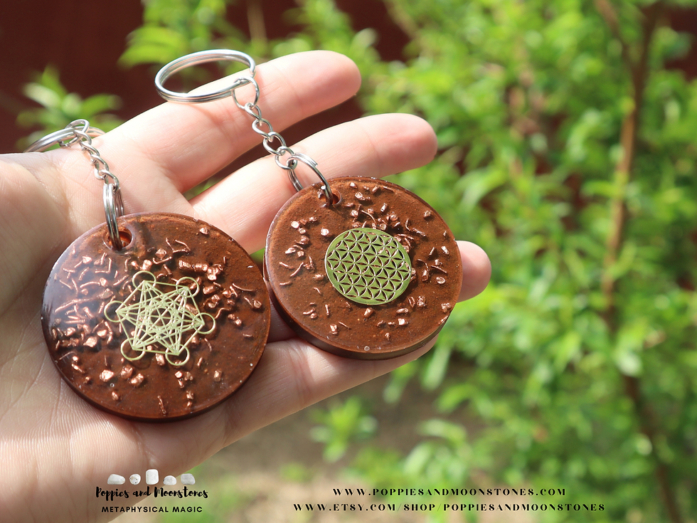 Thumbnail: Sedona Red Earth and Copper Sacred Geometry Shamanic Protection Orgone Keychain