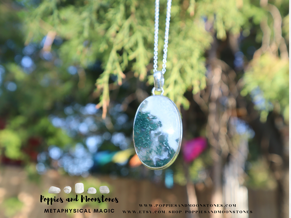 Thumbnail: Moss Agate Gemmy Crystal Silver Pendant Necklace- Reiki Infused- Supercharged