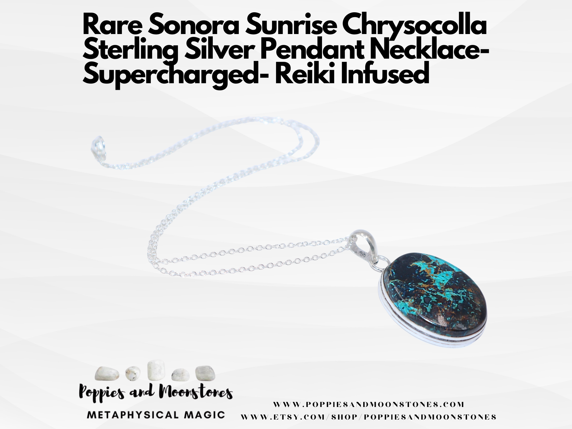 Rare Sonora Sunrise Chrysocolla Sterling Silver Pendant Necklace- Supercharged