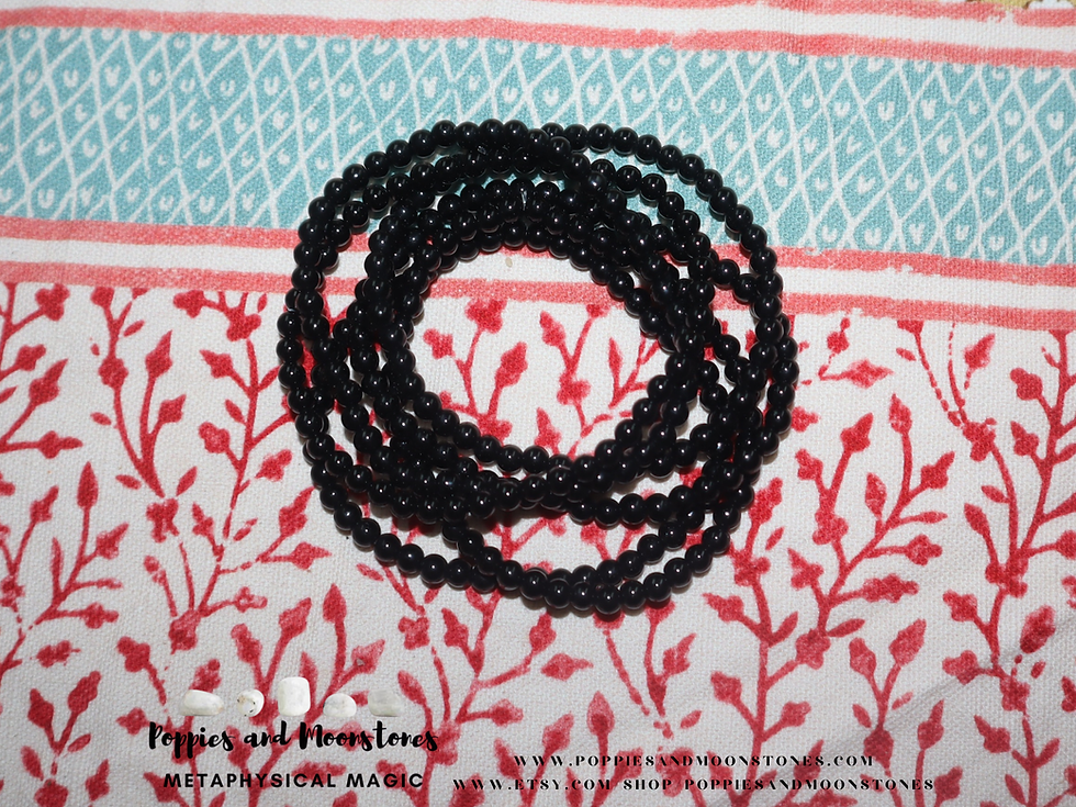 Thumbnail: Black Obsidian Crystal Protection Power Bracelet Reiki Infused- Supercharged