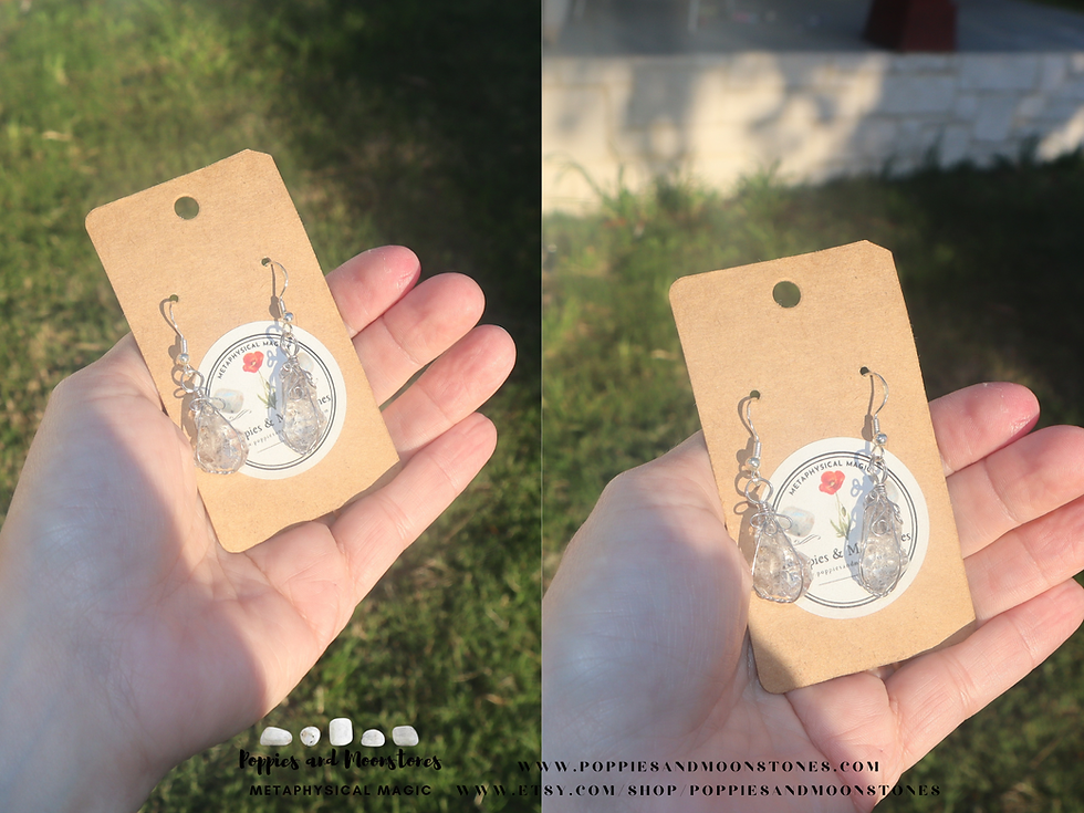 Thumbnail: Herkimer Diamond Crystal Wire Wrapped Dangle Silver Earrings- Reiki Infused
