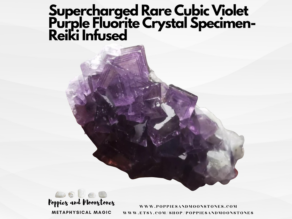 Supercharged Rare Cubic Violet Purple Fluorite Crystal Specimen- Reiki Infused