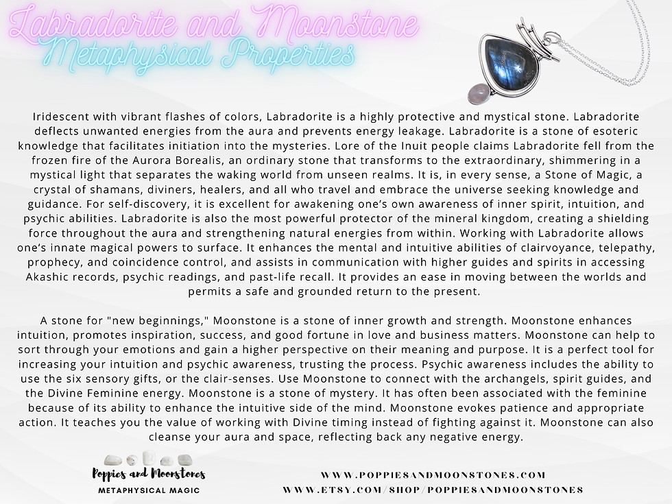 Thumbnail: Labradorite and Moonstone Crystal Sterling Silver Pendant Necklace Reiki