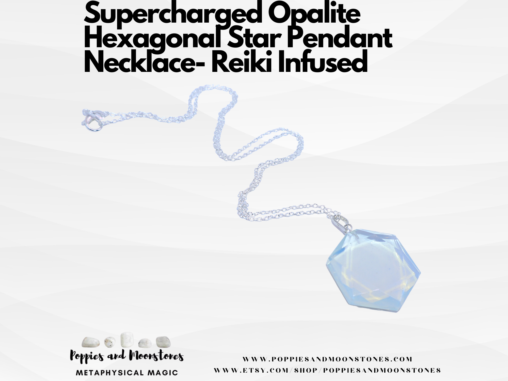 Supercharged Opalite Hexagonal Star Pendant Necklace Reiki Infused