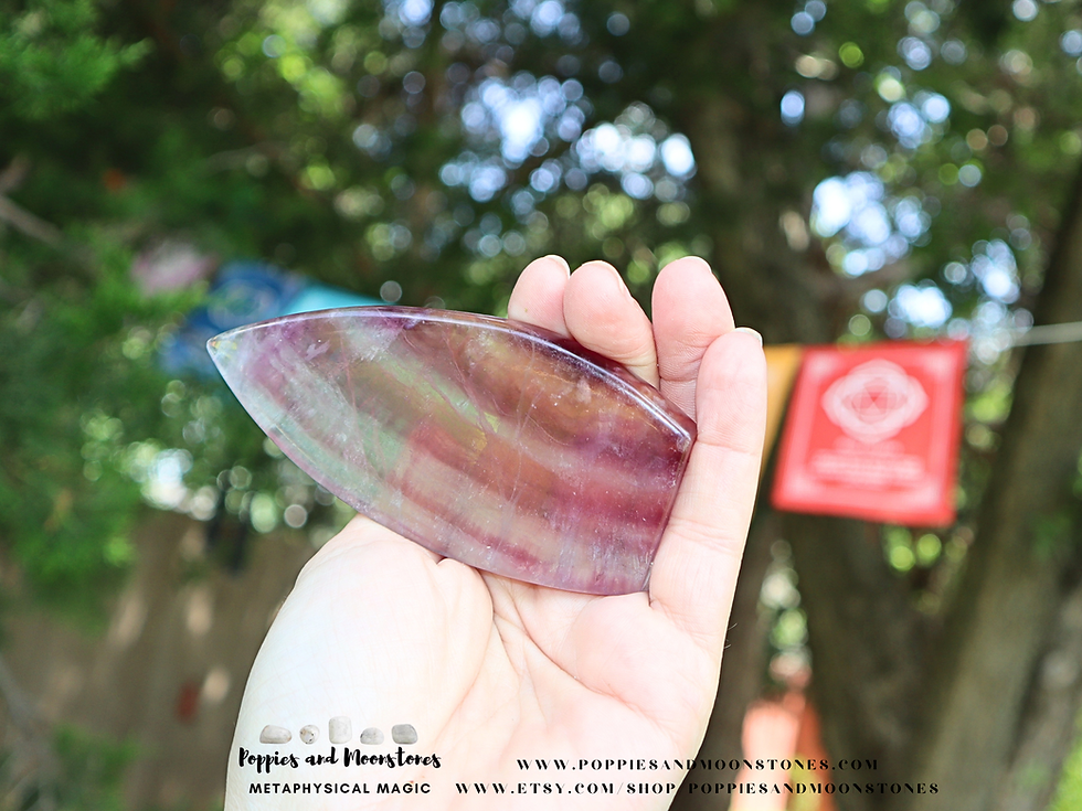 Thumbnail: Rainbow Fluorite Crystal Freeform Carved Blade- Supercharged- Reiki Infused