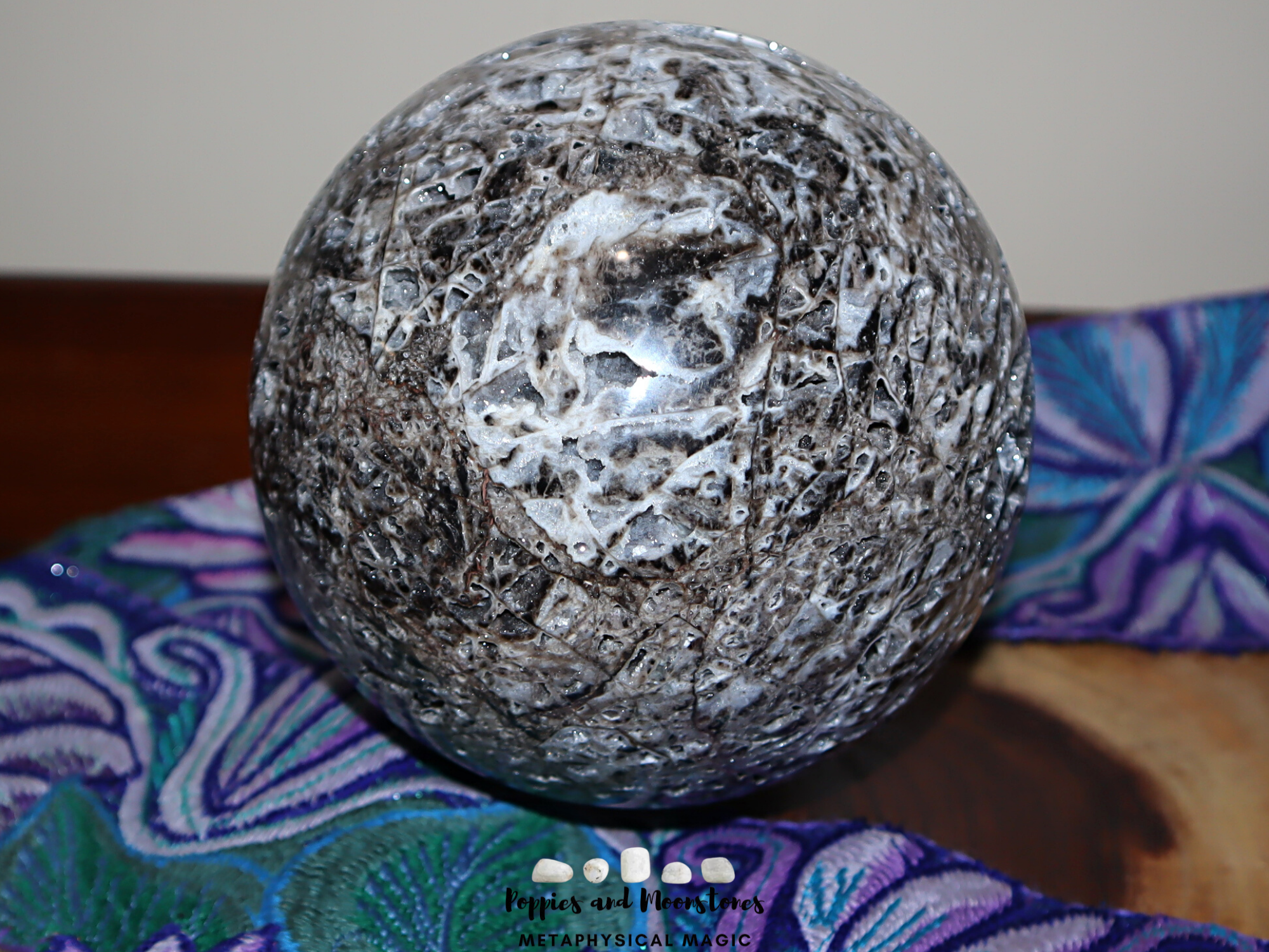 Giant Sphalerite Crystal Sphere and Stand with Brilliant Druzy Sparkles Reiki