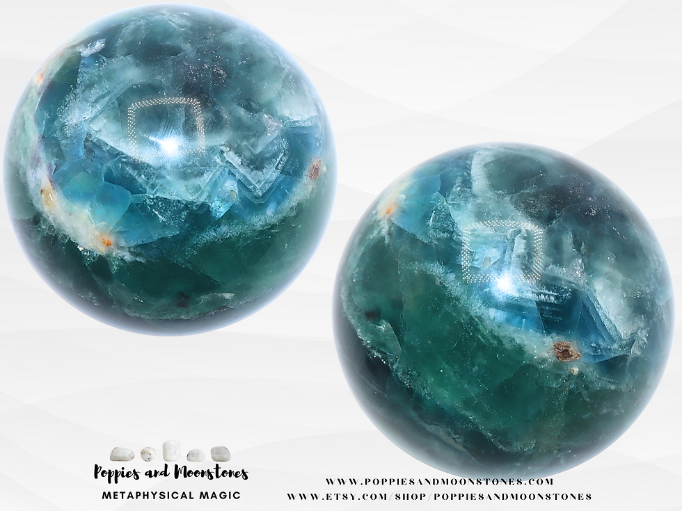 Thumbnail: Rainbow Fluorite Blue Green Purple Crystal Sphere- Gemmy Windows Rainbow Reiki