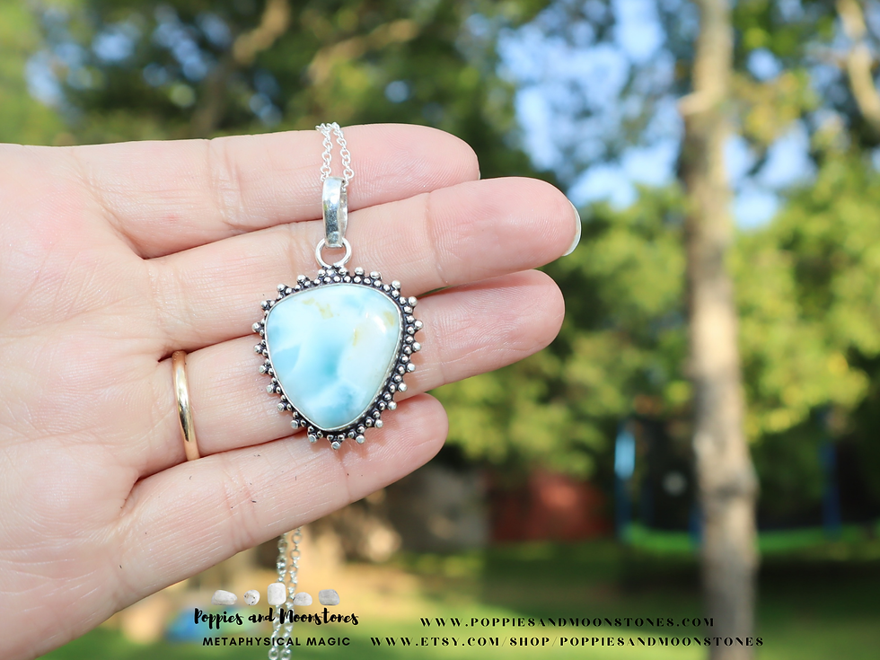 Thumbnail: Larimar Crystal Sterling Silver Pendant Necklace- Reiki Infused- Supercharged