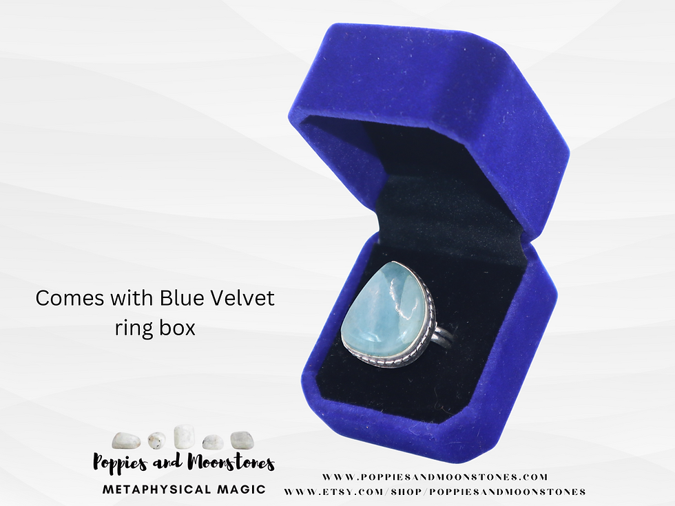 Thumbnail: Large Aquamarine Crystal Sterling Silver Ring Size 8.5- Reiki Infused