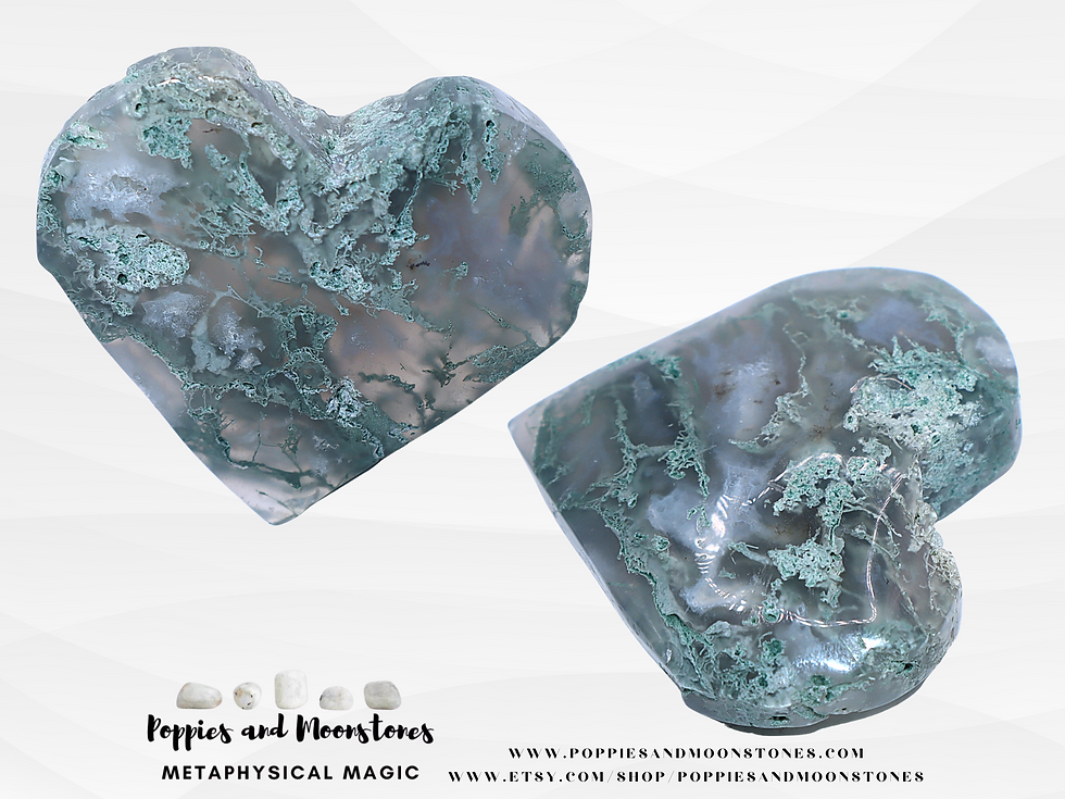 Thumbnail: Supercharged Moss Agate Large Gemmy Crystal Heart- Reiki Infused