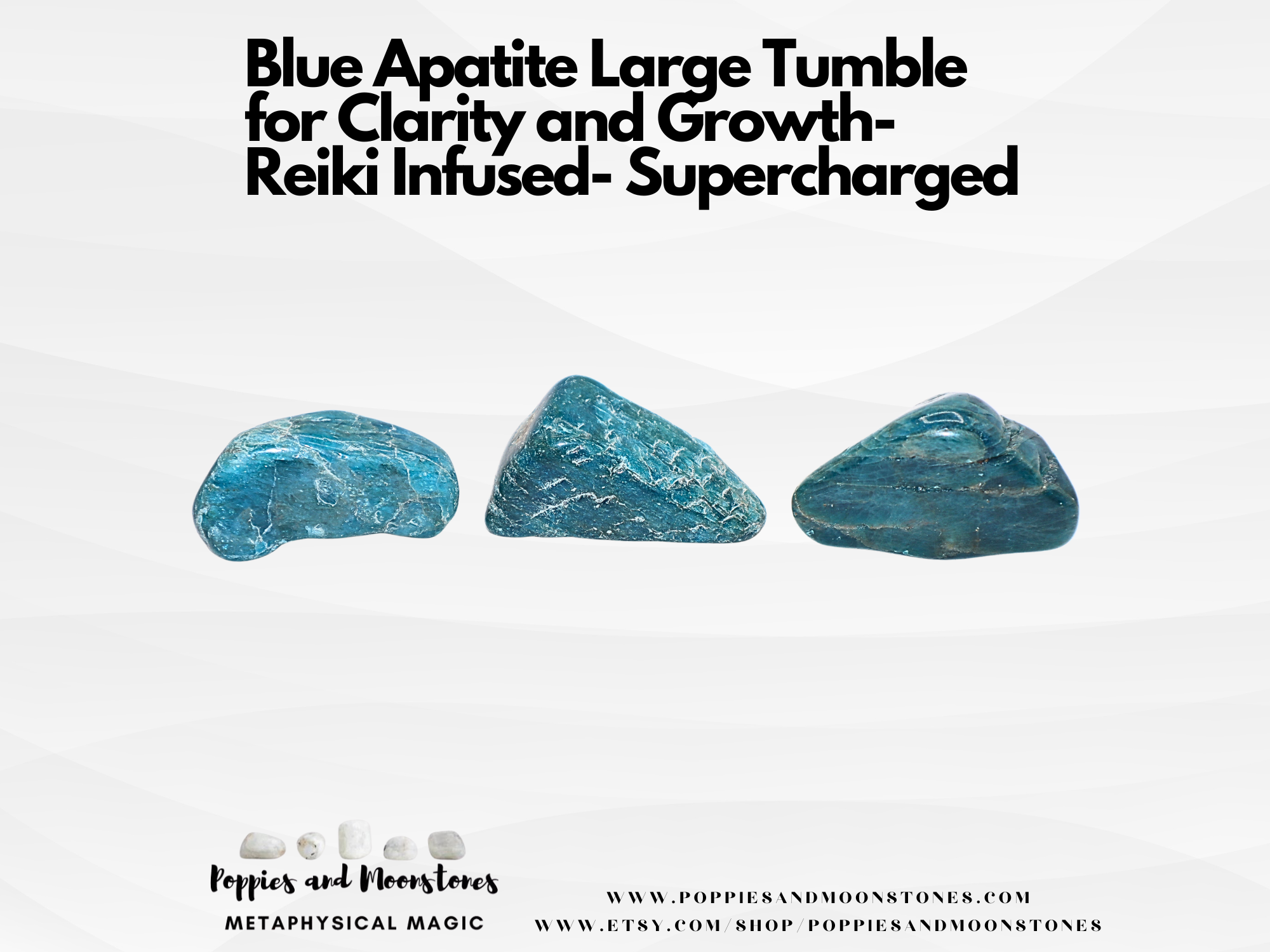 Blue Apatite Large Tumble for Clarity and Growth- Reiki Infused- Supercharged