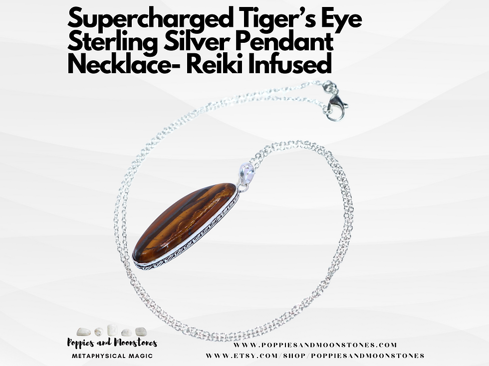 Supercharged Tiger’s Eye Sterling Silver Pendant Necklace- Reiki Infused