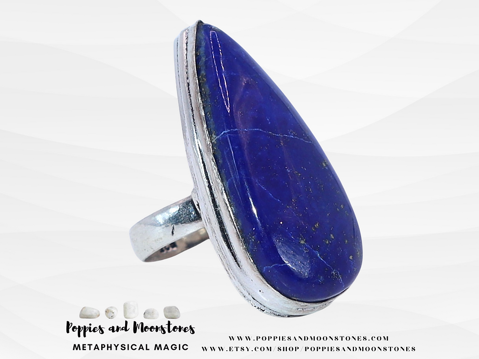 Thumbnail: Supercharged Lapis Lazuli Sterling Silver Ring Size 6- Reiki Infused